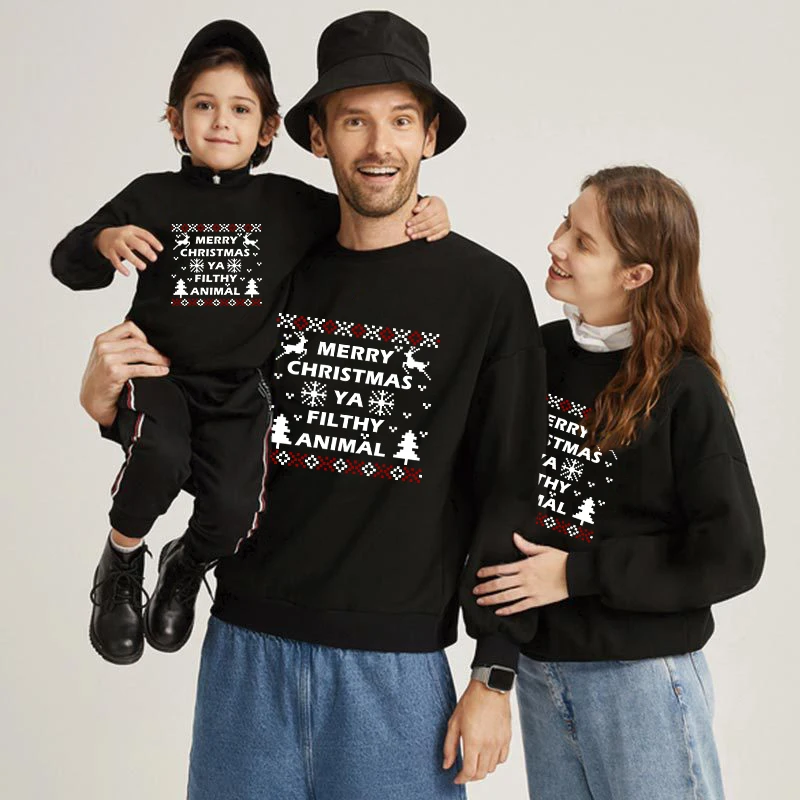 

Family Matching Christmas Tops Exclusive Design Merry Christmas Reindeer Family Christmas Sweatshirt