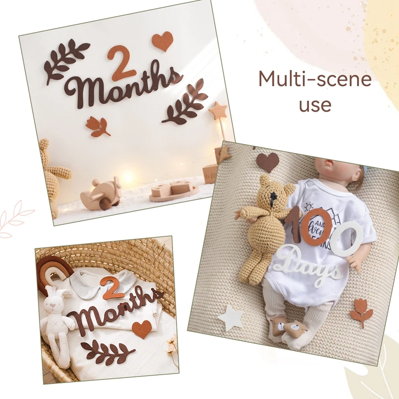 Newborn Photography Props Baby Milestone Cards 0-12 Monthly Numbers Engraved Baby Growth Commemorative Cards For Newborn Birth Photography