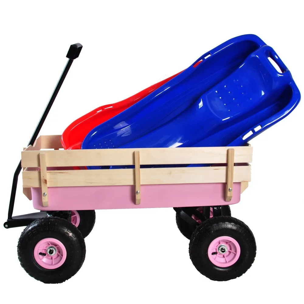 Outdoor Station Wagon All-terrain Pull Wooden Railing Pneumatic Tire Children's Garden Carts