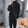 Man Winter Gold Velvet Sets Men's Plus Velvet Thick Hoodies with Pants Warm Sweater Winter Tracksuits 2