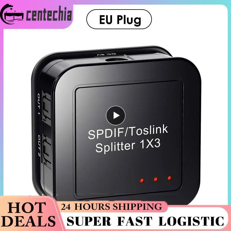 Way 광학 디지털 오디오 분배기, 1x3 SPDIF 토스링크 동축 분배기 변환기, 1 입력 3 출력, 지지대 LPCM 2.0 DTS AC3