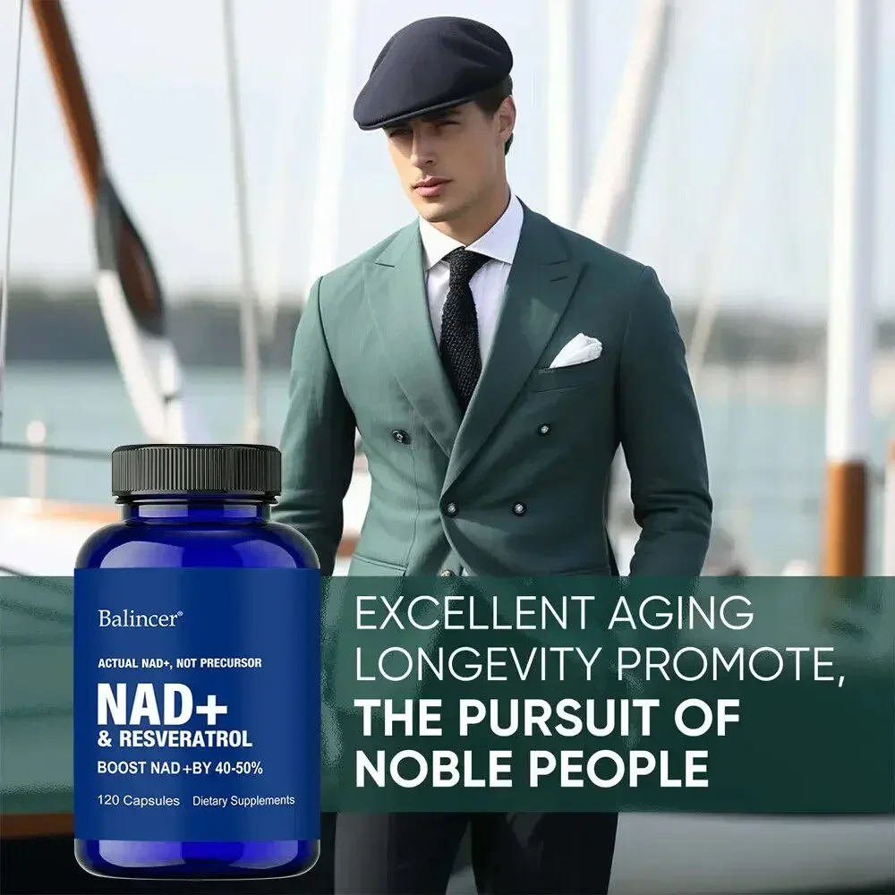 NAD + Resveratrol Supplement Anti-aging Helps Boost Energy Promotes Cell and Skin Health Promotes Blood Circulation
