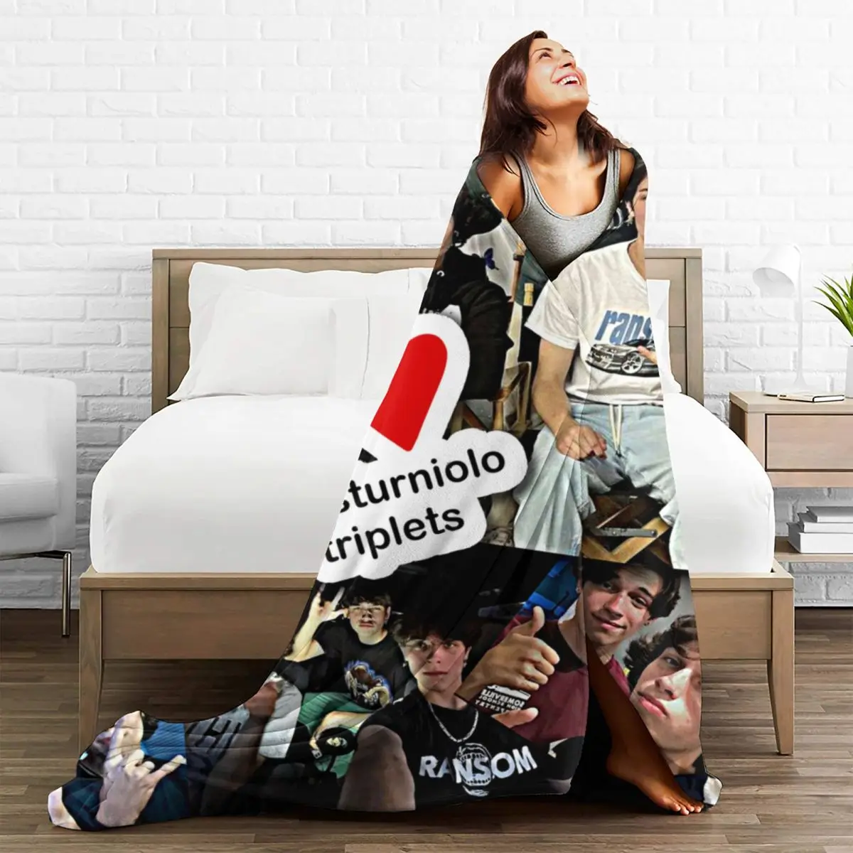 Sturniolo Triplets Blankets Handsome Boy Heart Travel Flannel Bedding Throws Warm Living Room Custom Bedspread Birthday Gift 5
