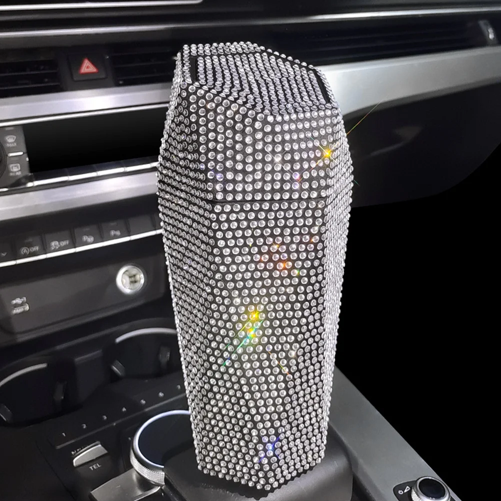 

Car Automatic Car Cup Holder Rhinestone Auto Garbage Bin Mini for Vehicle with Lid Car Trash Can Decorative