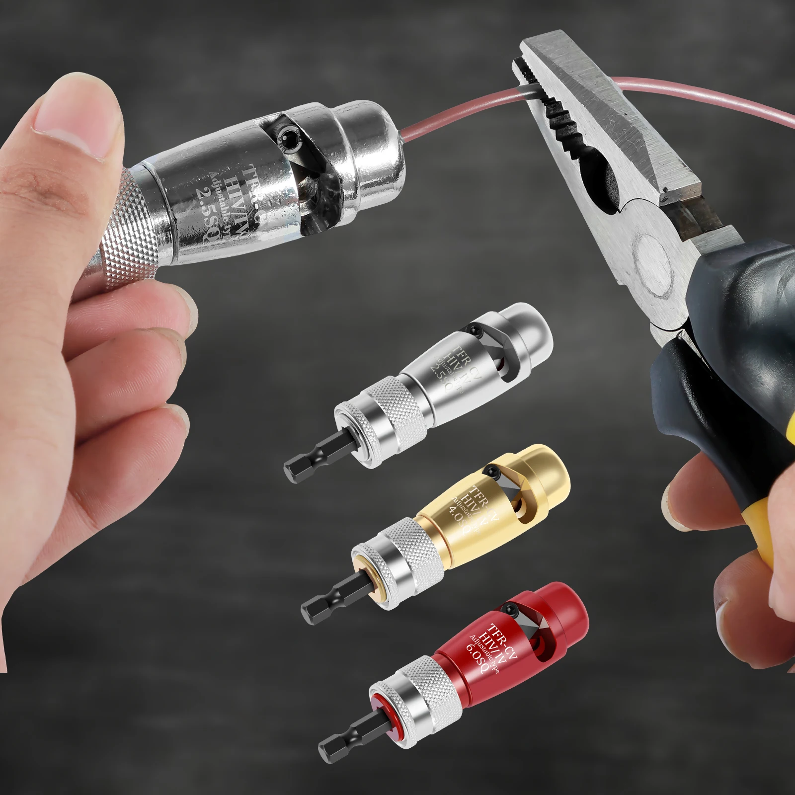 

1/3Pcs Wire Stripper Aluminum Alloy Cable Twisting Stripping Tool with Wrench Portable Power Drill Wire Stripper Cutter Tool