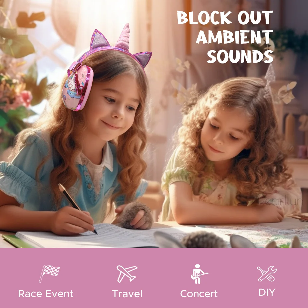 Cute Unicorn Kids Ear Protection Safety Ear Muffs Noise Reduction Ear Defenders Children Hearing Protectors Christmas Kid Gifts 2