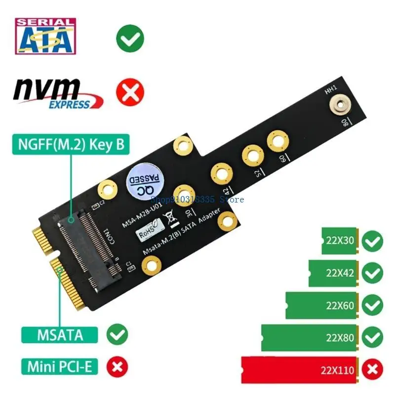 검정색 mSATA-M.2 SSD 변환기 mSATA-키 B M.2 SSD 어댑터 지원 2230 2242 2260 2280 M.2 SSD