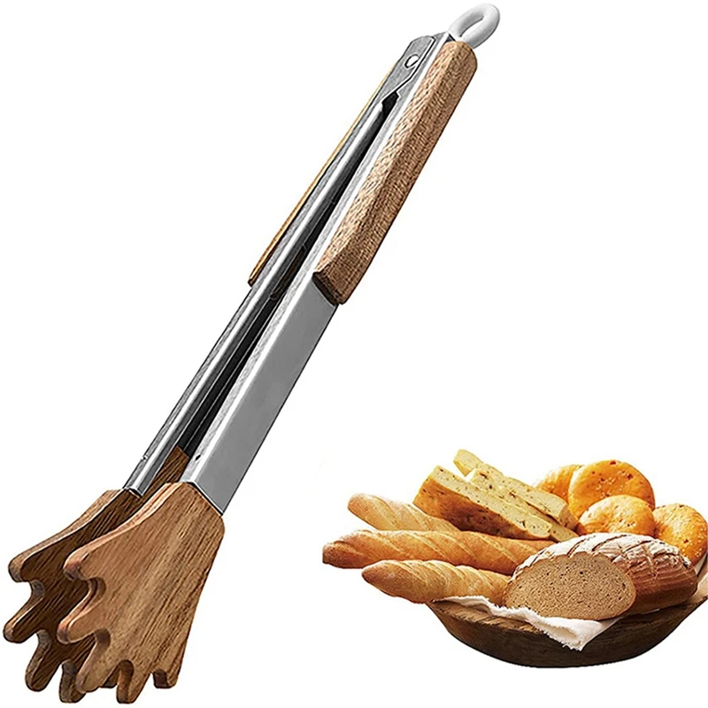 Pince de cuisine en bambou, ustensile de cuisine domestique, outil de  barbecue, salade, bacon, steak, jxCake, pince en bois, 1 pièce - AliExpress