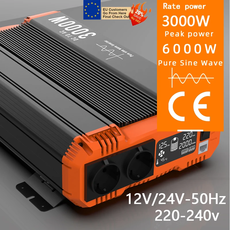 6000WPowerCarInverter12V24Vto220V50HZDCtoACvoltage