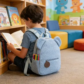2026 New Plush Backpack with Cute Bear Ears Lightweight Durable Kids Cartoon School Bag Fashion Trendy 1