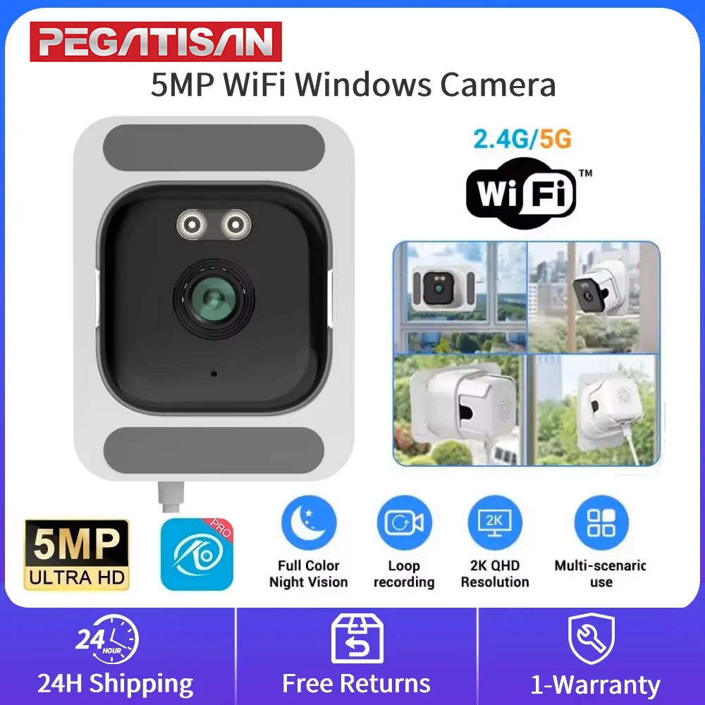5MP 2K Windows Camera Color Night Vision WiFi Indoor Cam For Home Security Motion Detection 24/7 Recording Quick Install Camera 1