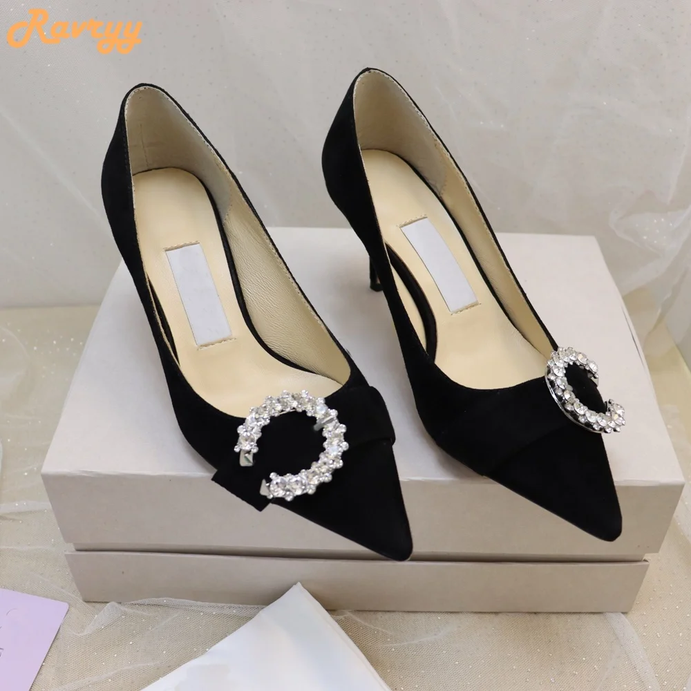 

Crystal Bling Bling Buckle Women Pumps Shallow Pointed Toe Stiletto High Heels Rhinestone Shiny Shoes Women New Fashion Pumps