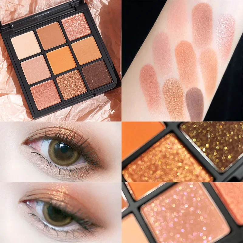 Vibrant Glitter & Pearly Eyeshadow Palette - Long-Lasting Nude Tones