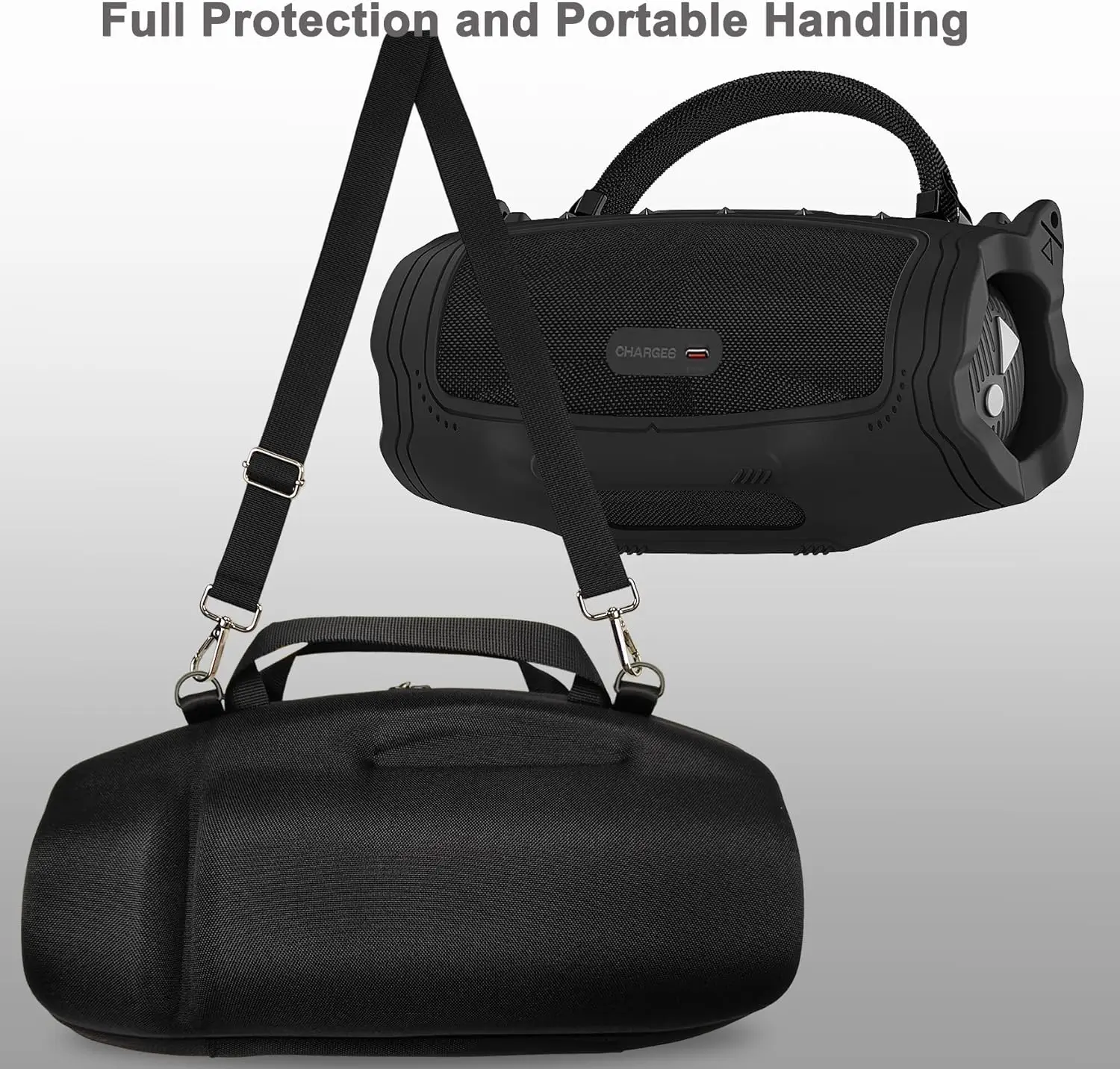 Silicone Protective Cover and Hard Carrying Case and Shoulder Stra for JBL Charge 6 Portable Bluetooth Speaker Accessories