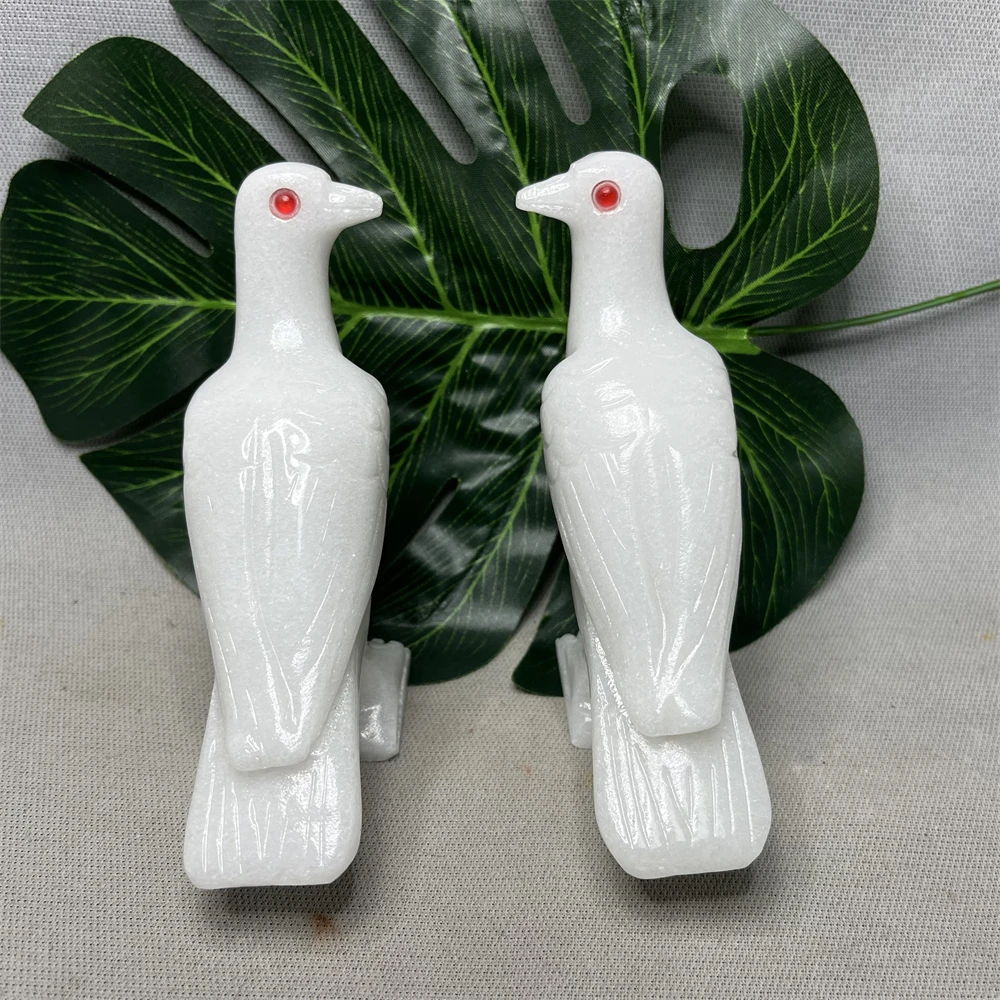 Natural Stone White Jade Carving Peace Doves Holy Splendor Home Room Office Decoration Witchcraft Altar Supplies Crystal Healing