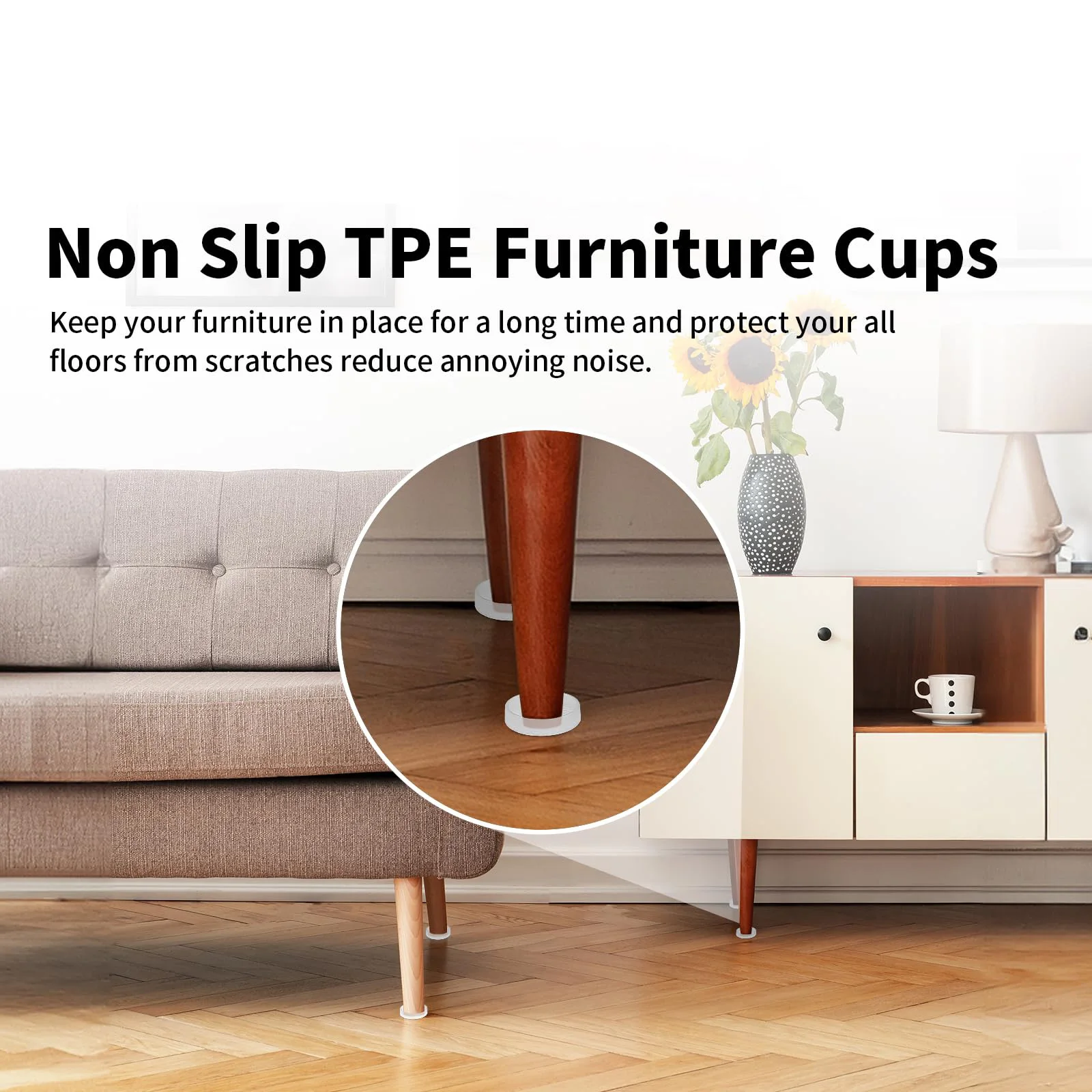 4PCS Chair Leg Protector Covers - TPE Furniture Pads for Scratch and Noise Reduction