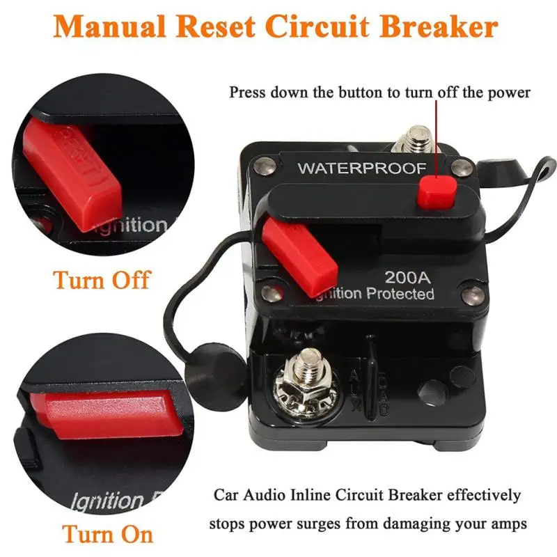 30-300A AMP Circuit Breaker Dual Battery IP67 Waterproof 12V 24V Fuse Manual Reset Car Circuit Breaker Auto Accessories Parts
