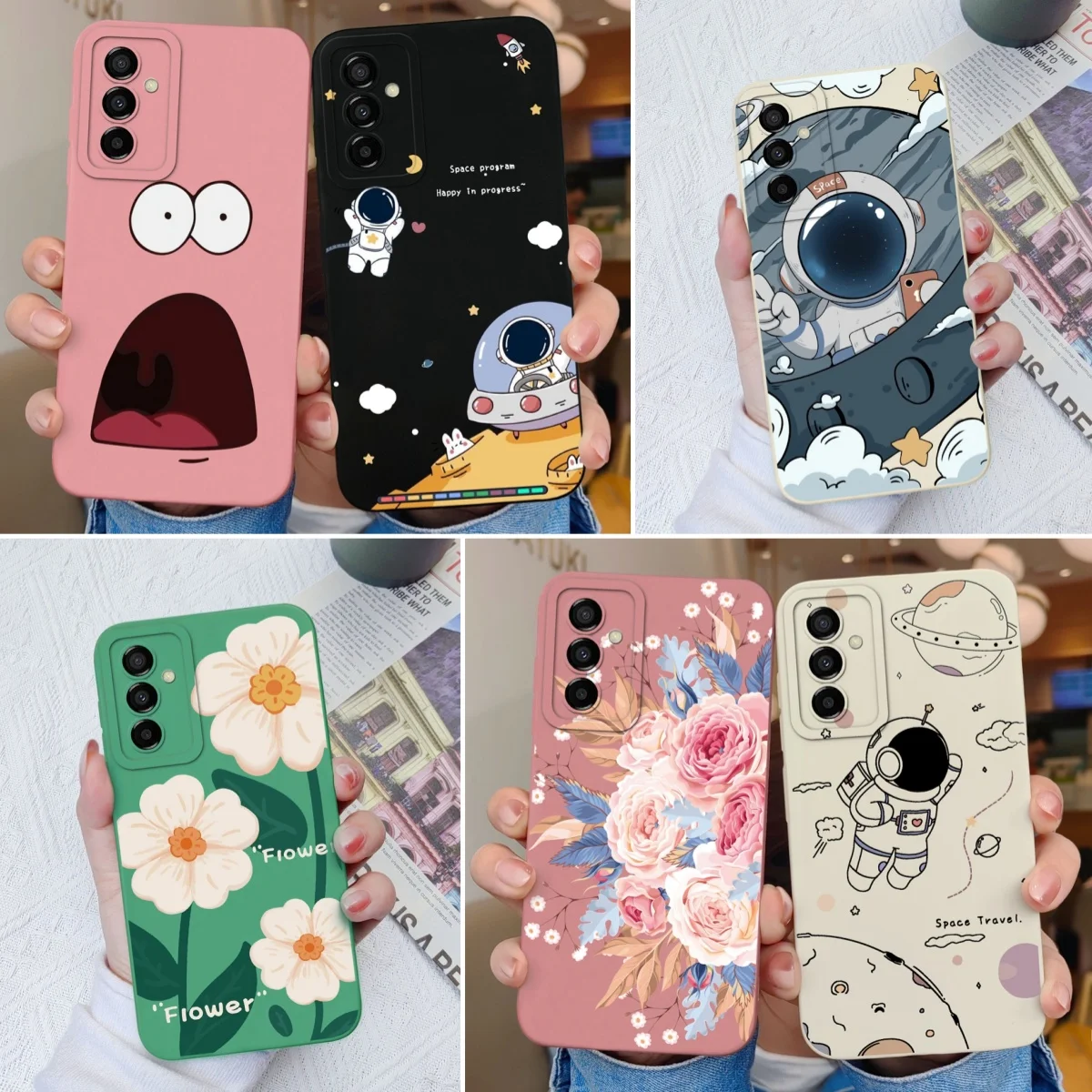 Custodia Per Samsung M23 M33 M53 Flower Soft Liquid Silicone Lens Protection Cover Posteriore Quadrata Per Samsung M 23 M 33 M 53 Shell Gift