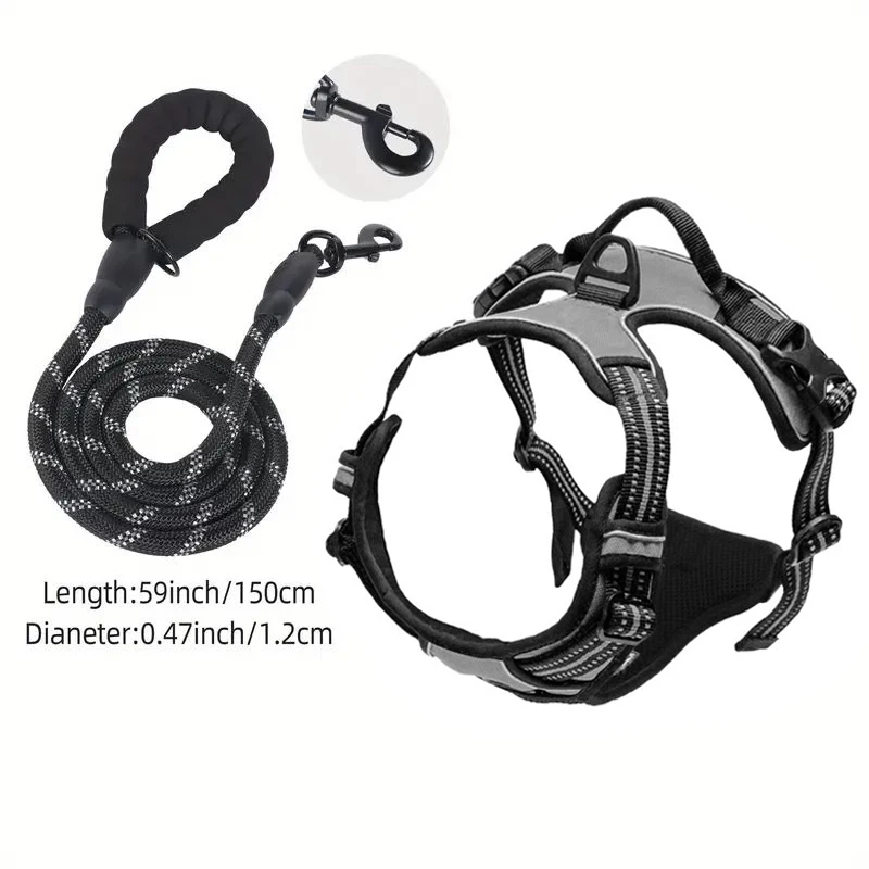 thumbnail image 1 of Arnés para perros de servicio con clip frontal, resistente, reflectante, asa de fácil control para pasear perros grandes, fácil de controlar para perros pequeños y medianos, 1 of 5