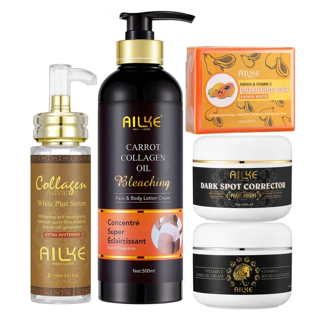 סט טיפוח עור נשים AILKE Collagen, לחות, הבהרה, יוהר, הסרת כתמים, כתמים כהים ושחורים, ערכת הבהרת עור 1