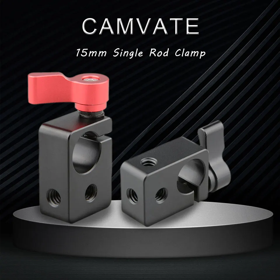 15mm Single Rod Clamp Adapter With Adjustable Khumbscrew & 1/4" Threaded Holes F