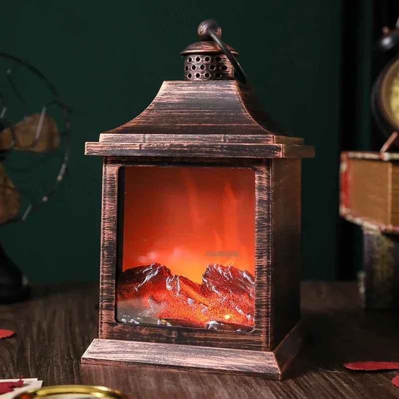 Simulation Electric Fireplace LED Flame Lamp Fake Fireplace Christmas Props Living Room Bedroom Study Room Decoration Light M L