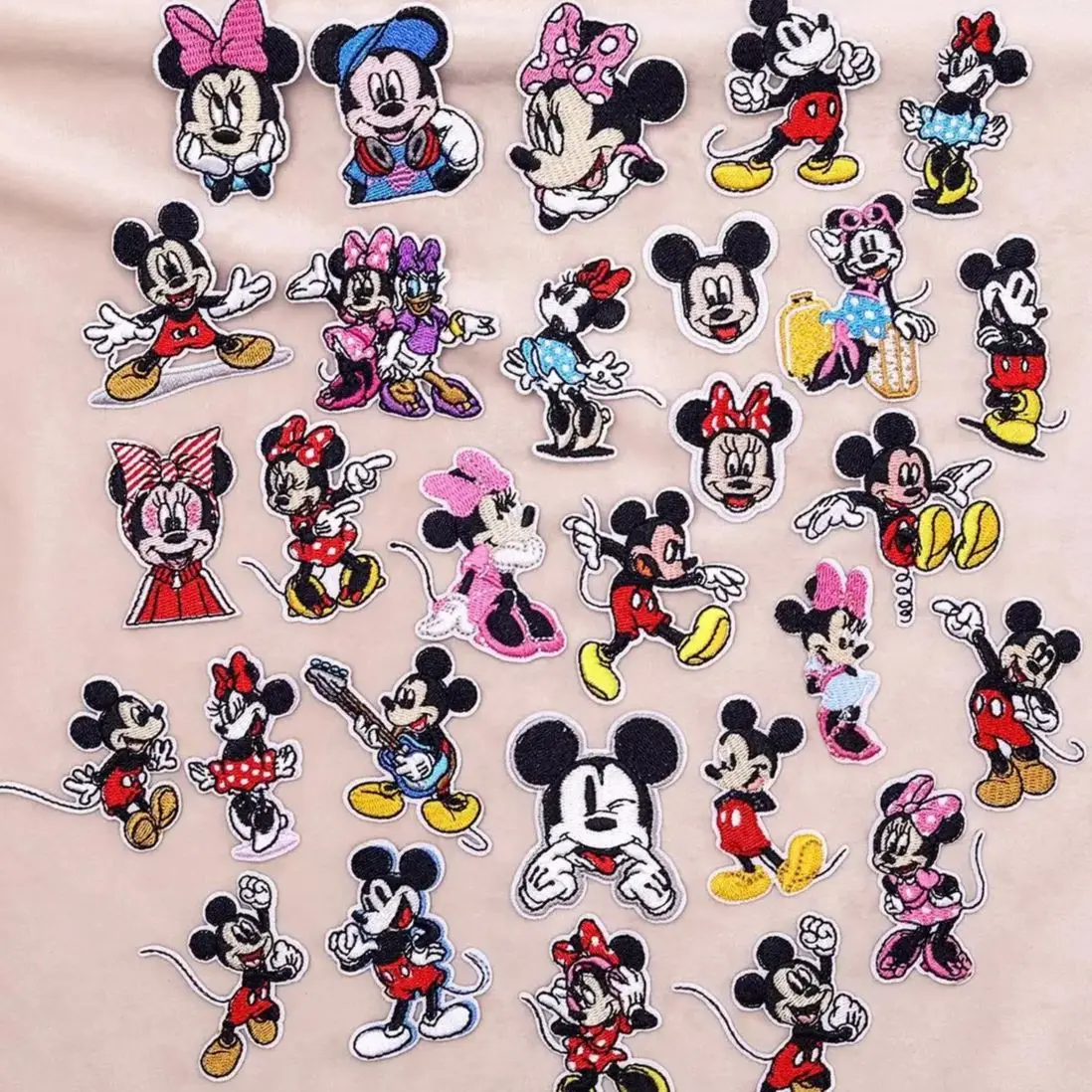 

29Pcs Cartoon Mickey Mouse Minnie Patches Iron on Patch for on DIY Sew Decor Clothes Hat T shirt Embroidered Applique Fabric