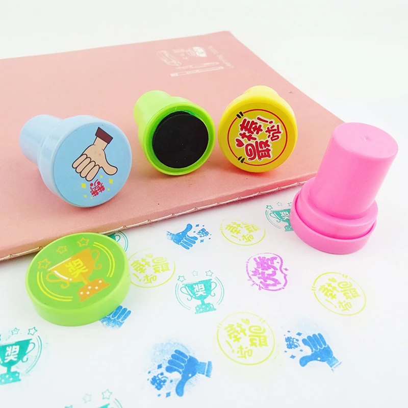 10Pcs/bag Children Award Praises Emoticons Seal Fun Teacher Comments Encourage Stamp DIY Scrapbooking Seal Funny Kids Toy Gift