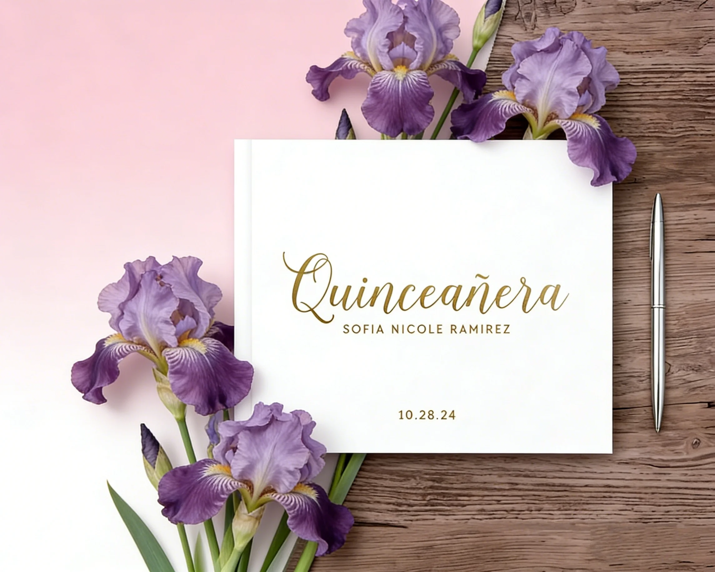 Navy Gold Wedding Guest Book | Personalized Custom..