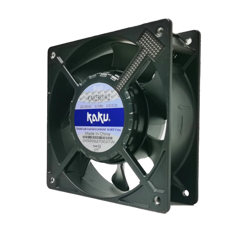 KA1238XA2 12038 12CM AC 220V 듀얼 볼 베어링 높은 기류 방수 내열 캐비닛 냉각 팬