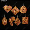 SOMEHOUR Fashion Boho Geometric Wooden Drop Earrings African Ethnic Fabric Print Ankara Plaid Ear Dangle Jewelry For Women Gifts 1