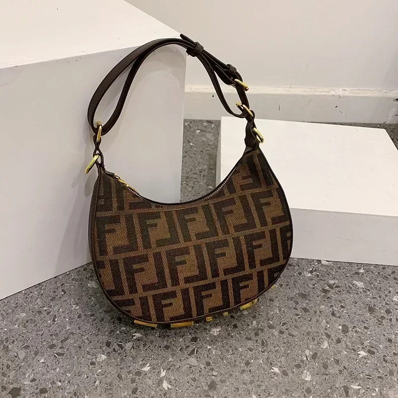Double Letters F Classical Bags Niche Crescent Moon Bag Retro High Quality One Shoulder Bag Versatile Portable Underarm Bag