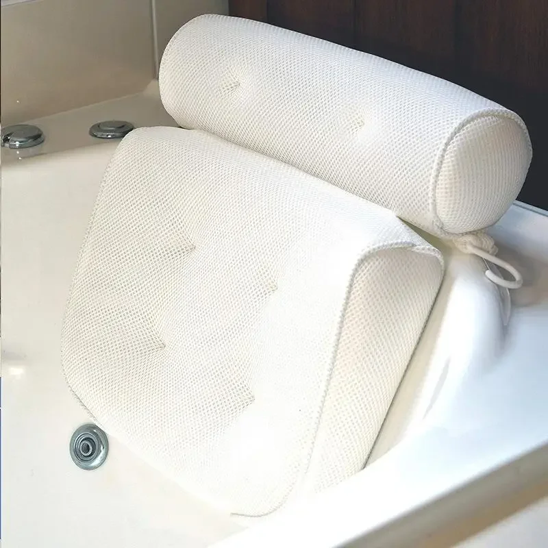 Bath Pillow 1PC Bath Pillow for Tub with 3D/4D Waterproof Air Mesh Neck and Back Support Bathtub Accessories