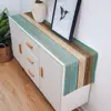 Turquoise Blue Green Wood Striped Linen Table Runners Dresser Scarves  Decor for Kitchen   Holiday Party 4