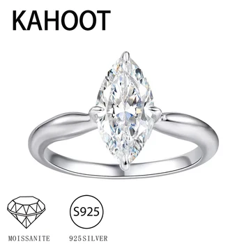 A 925 silver 2 carat marquise moissanite simple and casual high quality men's and women's wedding ring couple ring
