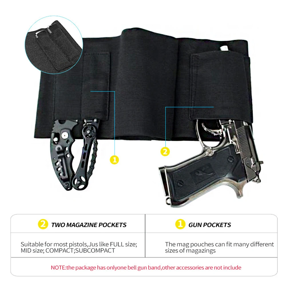 BraceTop Tactical Belly Band Concealed Carry Gun Holster Right