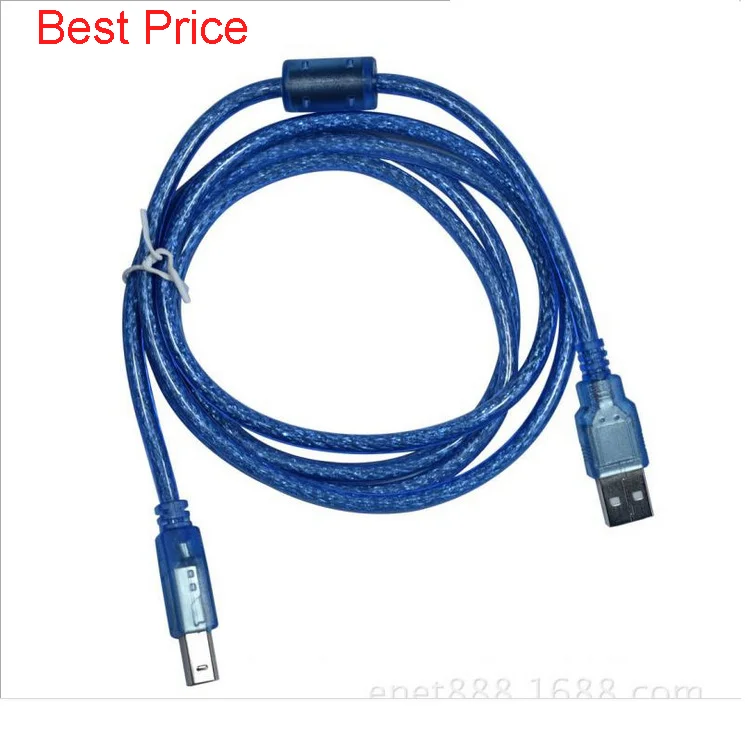 투명 블루 고품질 1.5m USB 고속 2.0 인쇄 라인 테이프, 마그네틱 링 차폐 브레이드 메쉬 데이터 케이블, 40 개
