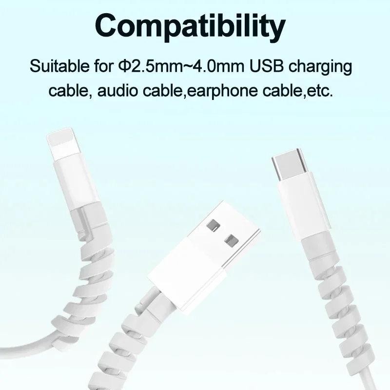 Soft Cable Protector 10PCS Silicone Spiral Winder USB Charge Cable Protection For Android Phone Mouse Earphone Wire Protection
