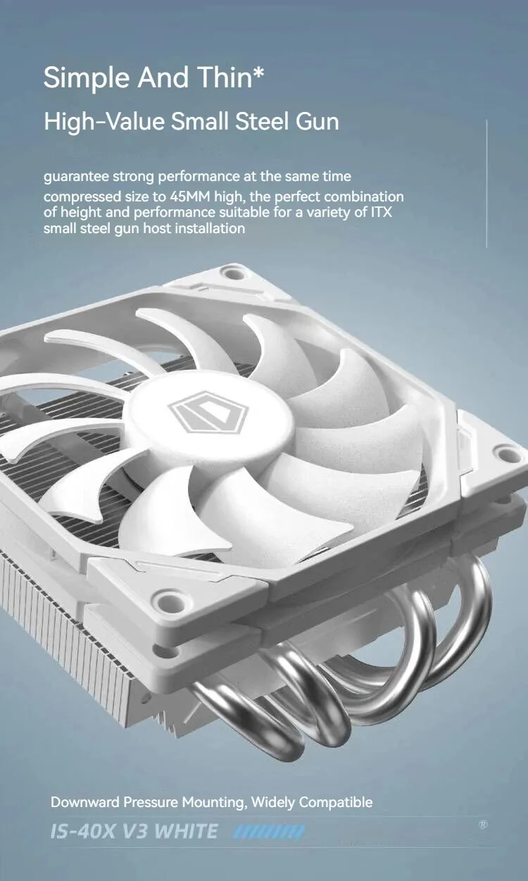 ID-COOLING ID IS-40X Low Profile CPU Cooler 4 Heat Pipes Downward Pressure Air C