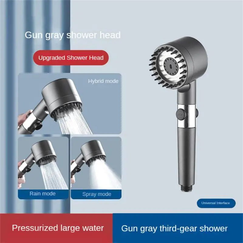 

High Pressure Shower Head New Style 3 Modes Adjustable Water Saving One-key Stop Water Massage Nozzel Bathroom Accessories New