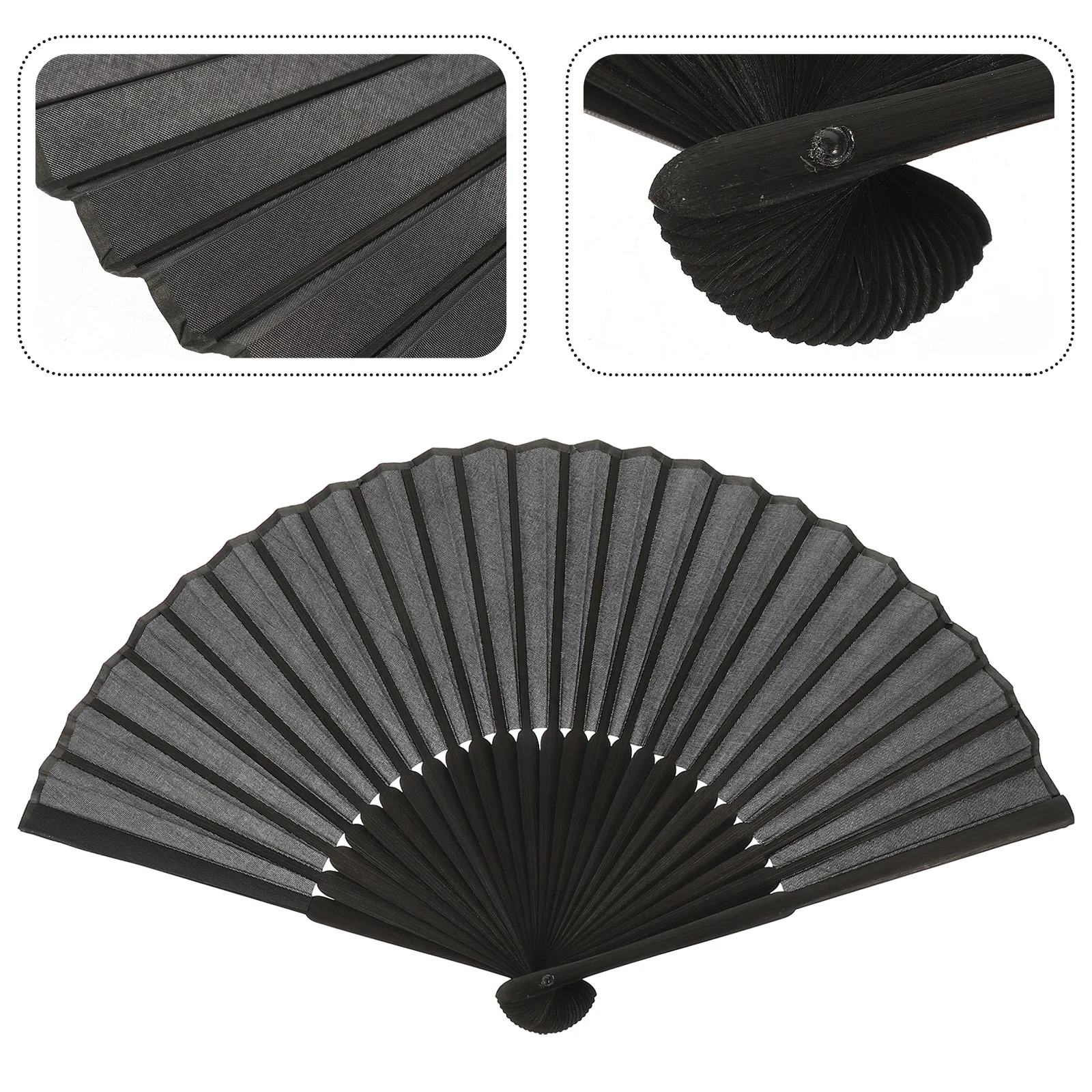 

Japanese Folding Hand Fans Handheld Fan Vintage Traditional Fan Wedding Party Dancing Performance ( Black )