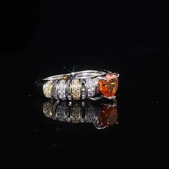 Женское кольцо Love Heart из стерлингового серебра 925 пробы оранжевое мистическое