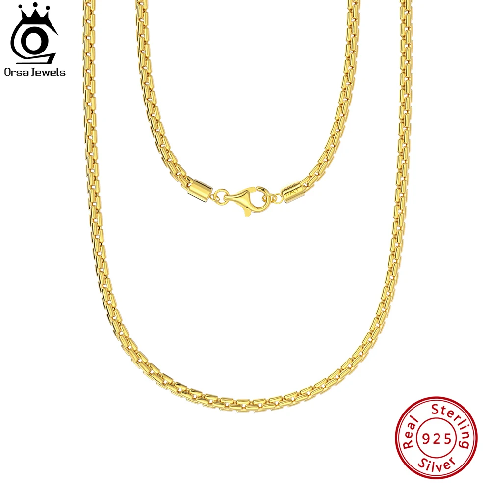 

ORSA JEWELS Genuine Italian 3mm Round Box Chain Necklace for Men Women 925 Sterling Silver Original Neck Chain Jewelry NMN08