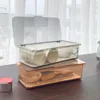 Tea Set Storage Box Transparent Cutlery Tray With Lid Drain Large Capacity Dustproof Cutlery Holder Desktop Dustproof With Cover 4