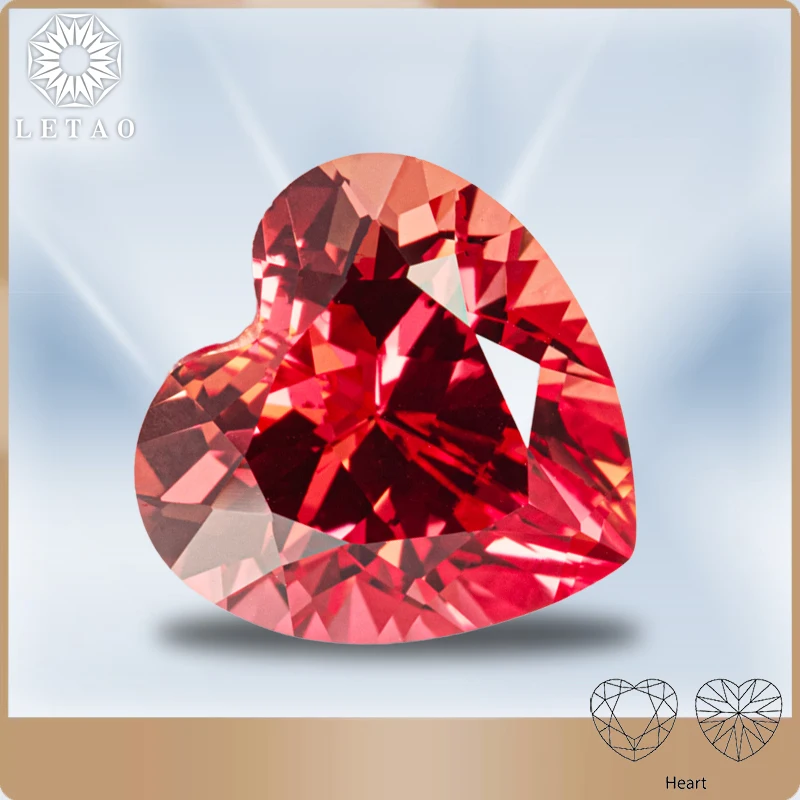 

Lab Grown Sapphire Heart Shape Sunset Red Color Gemstone for Charms Jewelry Making DIY Ring Materials Selectable AGL Certificate