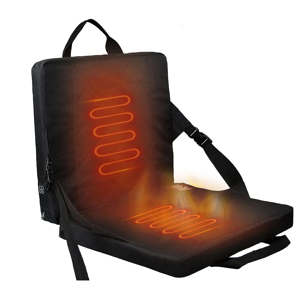 Folding Heated Stadium Seat Cushion Portable with Pocket 3 Speed Temperature USB Charging for Outdoor Travel Fishing 4