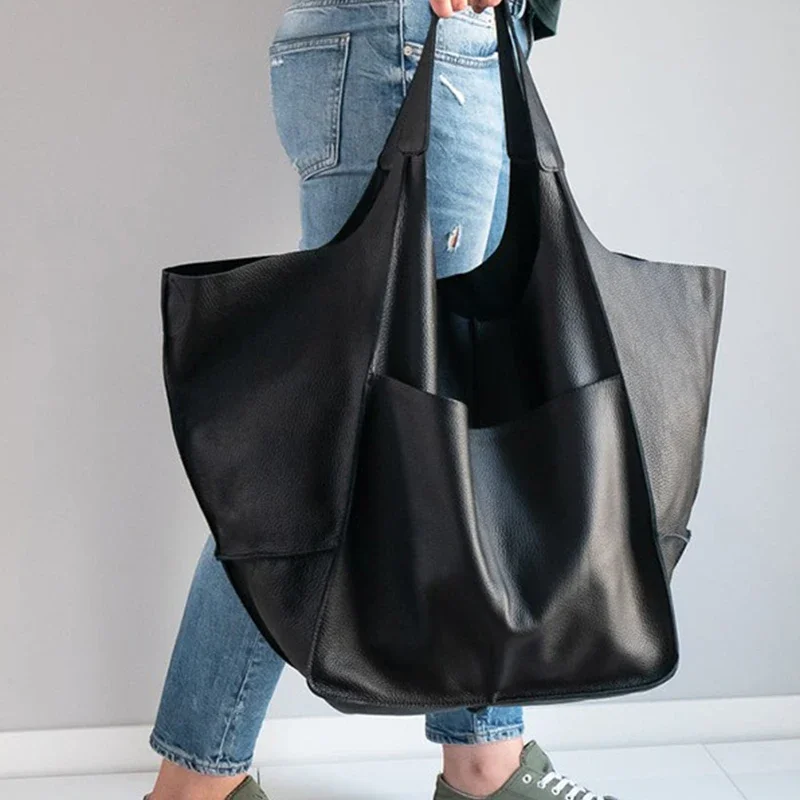 

Large Beach Handbag Ladies Large Capacity Shoulder Shopping Bags Solid Color Multifunction Bag Bolsas Para Mujeres