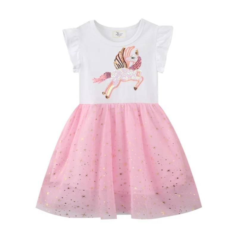 cocktail dresses Jumping Meters Children's Princess Party Girls Dresses Birthday  Wear Butterfly Beading Baby Tutu Frocks Wedding Kids Clothing Dresses for babies Dresses