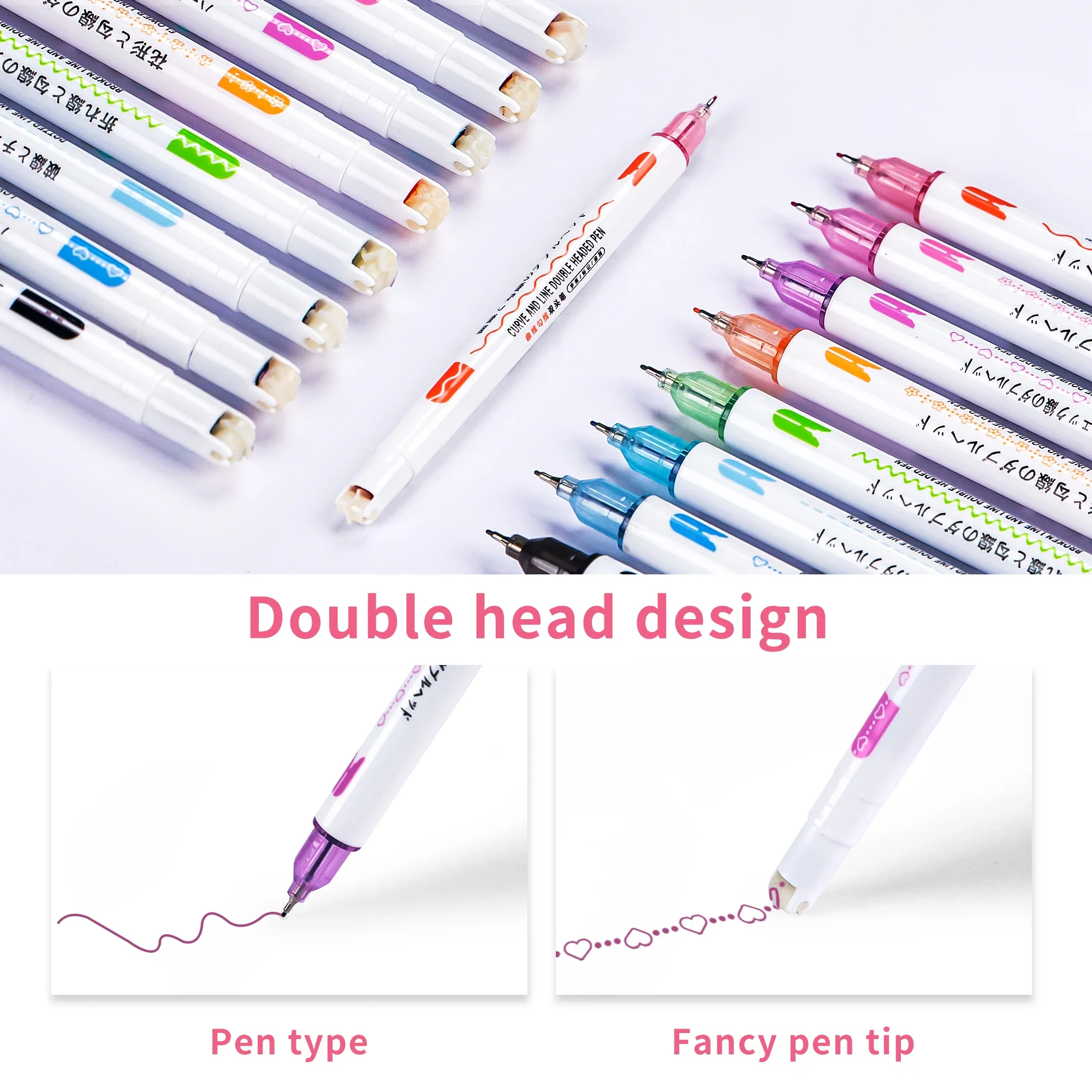 Highlighter Marker Highlighter Pen Marker Pen 3/6/8pcs Kawaii Flowers Line Shaped Highlighter Pens Roller Tip Curve Marker Pens Graffiti Pen Stationery School Office Supplies