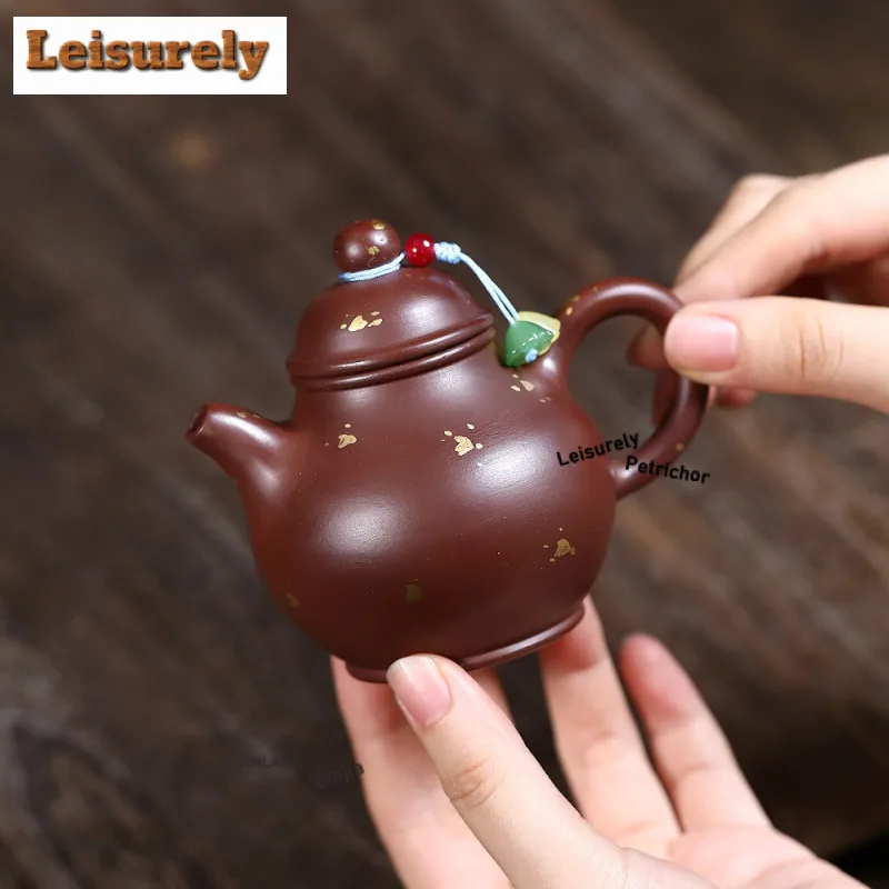 Classic Yixing Purple Clay Teapots Famous Master Handmade Sprinkle Gold Pot Raw Ore Purple Zhu Mud Kettle Zisha Teaset Drinkware
